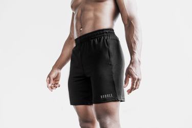 Nobull Lightweight Knit 7" Men's Shorts Black | Australia (ZT9052)